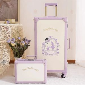 Ensembles chauds! Nouvelle valise de cuir Pu Retro Pu Femmes Purple Travel Board Boîte de cadavre Figle Girls Filles de haute qualité