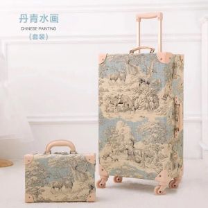 Ensembles chauds! Nouvelles femmes 2pcs / set Vintag Travel Suitcase Rolling Luggage Sett, 12 