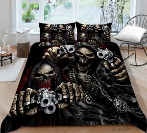 Stelt hete stijl zachte beddengoedset 3D Digital Skull Printing 2/3PCS dekbedoverdeksel Single Twin Double Full Queen King Bedhes