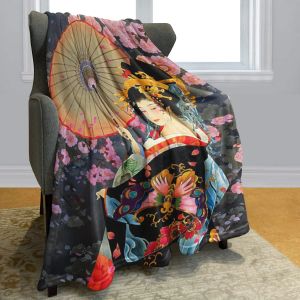 stelt de Japanse ukiyoe geisha girl deken beddengoed gooi zacht gezellig flanel pluche deken alle maat voor meisje volwassenen tieners bed bank bank