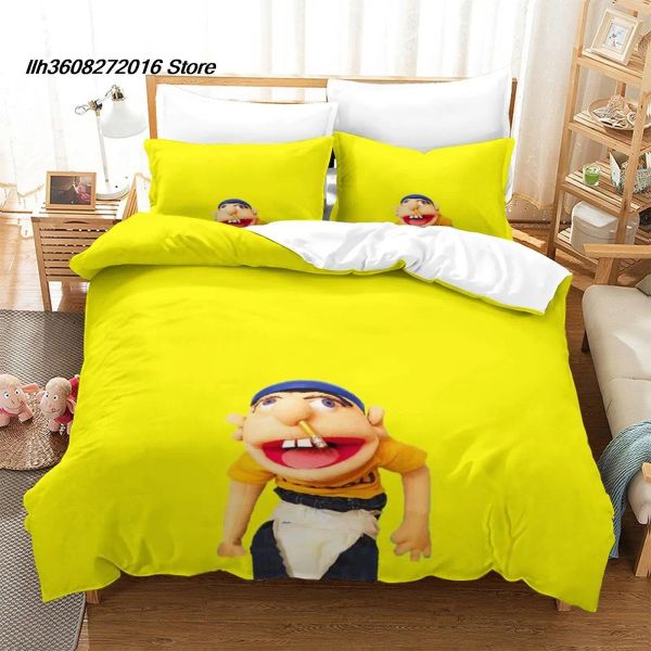 Ensembles de literie de marionnette Jeffy Single Twin Twin Full Queen King Size Set Aldult Kid Bedroom Duvetcover Set 3d Anime Bed Sett