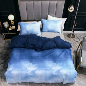 Sets Justchic Beautiful Blue Sky Sky Print Dekbedoverkap Set Marble Pillowcase Boys Girls Home Bedding Set Dekmet Cover Twin Queen Size