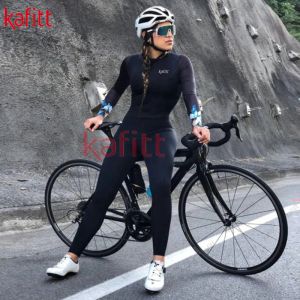 Définit les vêtements féminins de Kafitt Fents la salopette cycliste des femmes Bodys de cyclisme long jersey à cyclisme Black pantalon Jersey