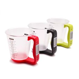 Zet keukenschaal digitale meetbeker 1 kg/600 ml voedselgewichtsschaal weegwater melkmelkuikerolie koffie vloeistof