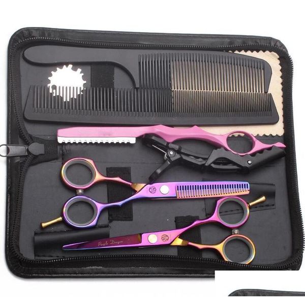 Conjuntos Kits Tijeras para cortar el cabello Traje Tijeras para adelgazar Peluquero Makas Peluquería Maquinilla de afeitar Profesional Productos de entrega de entrega Cuidado Styli Dh41D