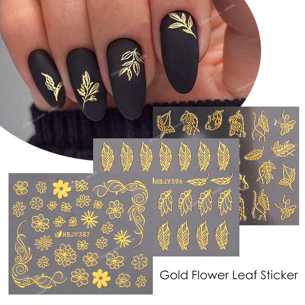 12pcs Stickers de ongles Gol Fleater Lace Design design Géométrie Ligne Nail Art Sliders Manucure Polish Decal Wrap Dorations Wholesale Nail Artstickers Decals Nail Art