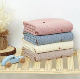 Sets gebreide babydeken pasgeborene 100% katoenen baby ontvangen dekens baby swaddle wrap kwekerij beddengoed quilt krib wandelwagen deksels