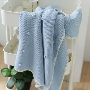 Sets Gebreide deken Baby Swaddle Wrap Pompom 100% katoenen zachte Noordse bank dekens dekens baby krib bedding quilt ontvangst deken