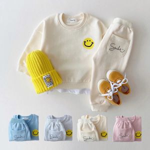 Sets corea baby boy smile imprimement sweat-shirt pour enfants vêtements sets pour tout-petit moque 2pcs sweat-shirt + jogger pant