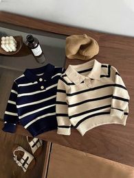 Sets Corea recién nacido Baby Sweater Polo Top infantil Lapa de manga larga Ropa de extracción Cálida 2023 Ropa de otoño e invierno Q240508