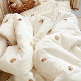 Ensembles coréens coton pur bébé bébé courtepointe ours de broderie