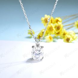 Conjuntos Kuololit 2CT Cojín Moissanite Collares para Mujer 925 Plata Esterlina Corazón Pera Asscher Colgante con Cadena para Regalo de Navidad