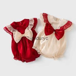 Sets Lawadka 3-18m Barra recién nacida Baby Baby Bodysuits de encaje de algodón Jumpsuits para niños pequeños Primer cumpleaños Princess ropa 2022 H240508