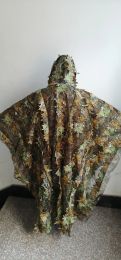 Sets feuillu poncho jungle ghillie costumes de chasse camouflage 3D Bionic Leaf Yowie Mesh pour la chasse Ajouter Uttons plus pratique