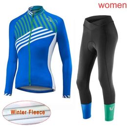 Sets LIV Team Cycling Winter Thermal Fleece Jersey -broek Sets Sets houden Warm Ropa Ciclismo MTB Pro Bicycle Clothing Bike Wear Y2104071