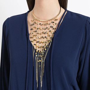 Sets Lange Link Chain Kleine Acryl Kralen Fringe Tassel Torque Ketting Vrouwen Party Ketting Kostuum Sieraden Geschenken