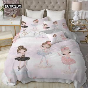 ensembles beaux mignons princesse kids liber ensemble microfibre caricorne Unicorn Swan ballet fille imprimé couvret couverture de filles cadeaux d'anniversaire