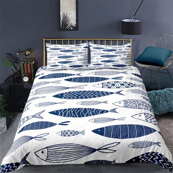 Sets Luxury 3D Lucky Fish Print Home Living Coup de couverture d'oreiller outre-oreiller Ensemble de literie Reine et King EU / US / AU / Royaume-Uni