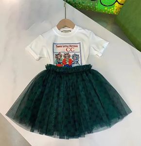 Sets de luxe pour enfants t-shirt jupe mignonne de vêtements pour enfants à manches enfants costumes de filles coton 8