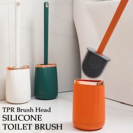 Ensembles de brosse de toilette en silicone de luxe avec base, sans impasses, outils de nettoyage, porte-brosse de toilette de salle de bain, fournitures de nettoyage ménager