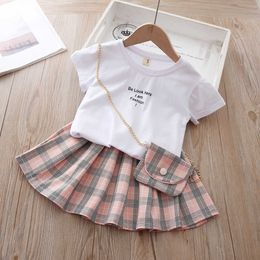 Conjuntos LZH Ropa de verano Conjunto de ropa informal para niña Camiseta para niños Vestido PC Traje para niñas Disfraz Año Enviar bolsa