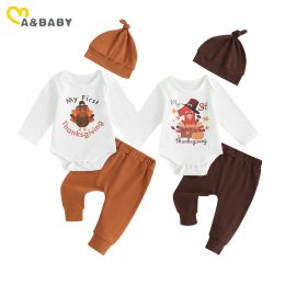 Ensembles Mababy 018m Day Thanksgiving Nou nouveau-né bébé Girl Girl Clothes LETTER PRINT PANTER PANT