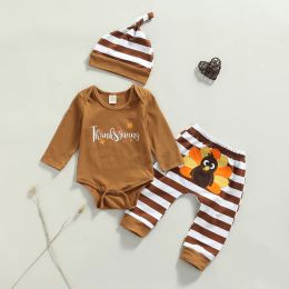 Sets Mababy 018m Thanksgiving Day Pasgeboren Baby Boy Girl Deset Letter Rompers Turkije Printbroek Outfits Party Clothing DD40
