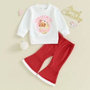 Ensembles Mababy 6m4y Christmas Breftler Toddler Kid Baby Girl Clothes Sett Letter Tops Pantal