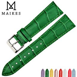 Définit les accessoires de montre Maikes 16 mm 18 mm 20 mm 22 mm Band de montre véritable sangle de montre en cuir Green pour les bandes de surveillance des femmes