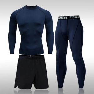 Définit un costume de sport de sports de sport pour hommes, une formation de yoga de gym de gymnase de vêtements de compression de compression rapide pour hommes