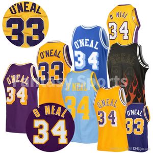 Conjuntos para hombres y niños 32 Shaq Basketball Jersey Vintage 34 Shaquille ONeal 33 LSU Tigers College Amarillo Púrpura Camisetas juveniles cosidas ''NBA''