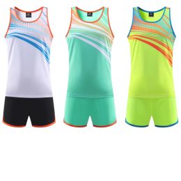 Sets Men Femmes Running sets Exercice Sports Clothing Marathon Vest + Shorts Tracks Costume Dry Track and Field Jogging Suit