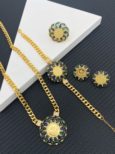 Conjuntos de joyería de estilo árabe de Oriente Medio, conjunto de joyería chapada en oro, cristal nupcial de boda, estilo turco de Dubái, conjuntos de joyería de regalo de fiesta étnica