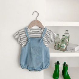 Sets milancel 2022 Summer Baby Clothing Set Tee Striped BodySuit 2 PCS Baby Boys Suit Toddler Girls Tee Set