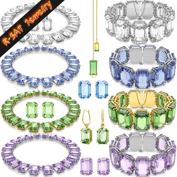 Définit le nouveau bracelet de la tendance des ventes du millénia Triangle octogle Cut Zircon Crystal Luxury High End Party Green Gift Women's Band Logo