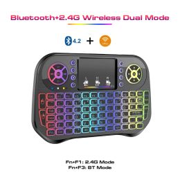 Conjuntos Mini Bluetooth Keyboard 2.4G Modos duales Difvaboard Handheld 3Color Backlit Touchpad Control remoto para Windows Android