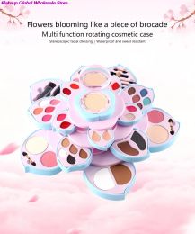 Sets Miss Rose Mango de maquillaje giratorio de flores multifuncionales Paleta de ojos de paleta de flores de ciruela