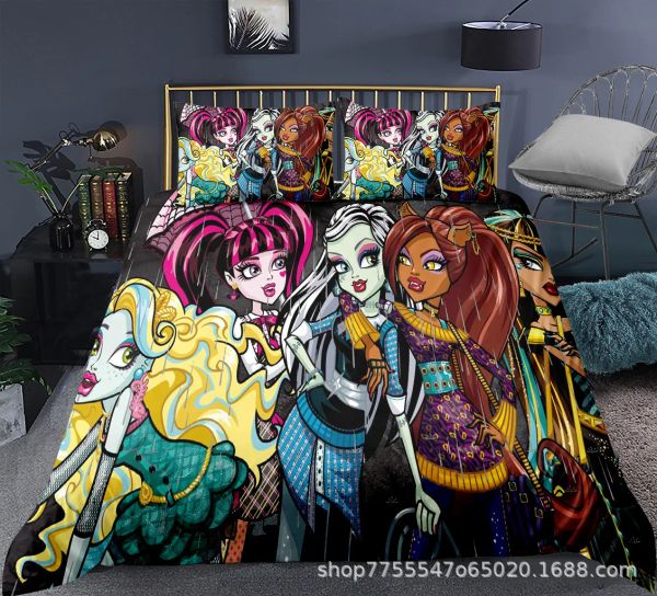 Ensembles de literie monstre haut de gamme Twin Twin Full Full King Size Anime Bed Set Aldult Kid Bedroom Duvetcover Set 3D Print 012