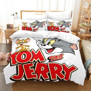 Sets Mouse Jerry Liberding Set 3D Print Queen Twin Twin Single Cat et Tom Duvet Cover Set Oreadcase de lit pour enfants