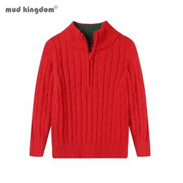 Conjuntos Mudkingdom Boys Sweater Quarter Zip Cable Knit Mock Neck Jersey Manga larga Algodón sólido Uniforme escolar Invierno Otoño Ropa 231122