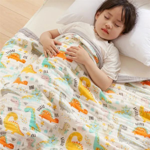 Ensembles de literie en mousseline coton couverture bébé 6 couches coton gazé d'enfants enfants adultes couverture de couchage pour lit 4 grande taille en option