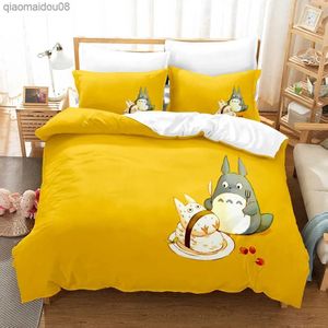 Ensembles Mon voisin Totoro ensemble de literie simple jumeau pleine reine roi taille Kawaii ensemble de lit Aldult enfant chambre housse de couette ensembles impression 3D 043 L23