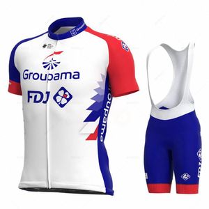 Conjuntos Nuevo 2022 GROUPAMA FDJ Equipo Blanco Ciclismo Ropa Bicicleta Jersey Ropa Mens Bicicleta Verano Ciclismo Jerseys 19D Gel Pad Bike Shorts