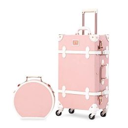 Conjuntos nuevos juegos de equipaje de equipaje de viaje de moda floral de moda, 13 "20" 22 "24" 26 "pulgadas de mujeres Retro Trolley con ruedas universales