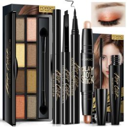 Sets New Women Brand Makeup Set, Fashion Cosmetics Kit, sombra de ojos deslumbrante, rímel de rollo impermeable, delineador de ojos mágico, palo de aseo fino