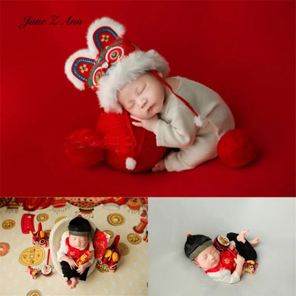Conjuntos de Año Nuevo, sombrero de cabeza de tigre recién nacido, tela festiva de primavera china, accesorio para fotografía de bebés, tema, disfraz creativo, accesorios de fotografía para estudio