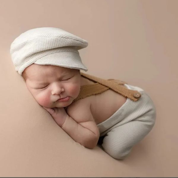 Ensembles de tenue de photographie pour nouveau-né, ensemble pour bébé, rétro, petit chapeau de monsieur, nœud papillon, accessoires de photographie