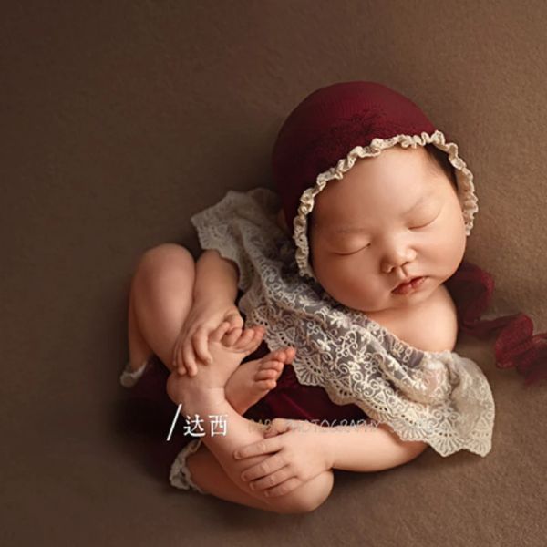 Ensembles d'accessoires de photographie pour nouveau-nés, chapeau de bébé, combinaison en dentelle de noël, accessoires de prise de vue en Studio Photo, fournitures de modélisation auxiliaires