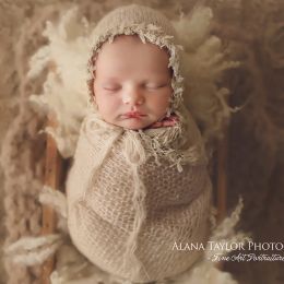 Sets pasgeboren fotografie rekwisieten deken mohair verpakt inbakeren hoed schieten achtergrond babyfoto hulpmodellering accessoires