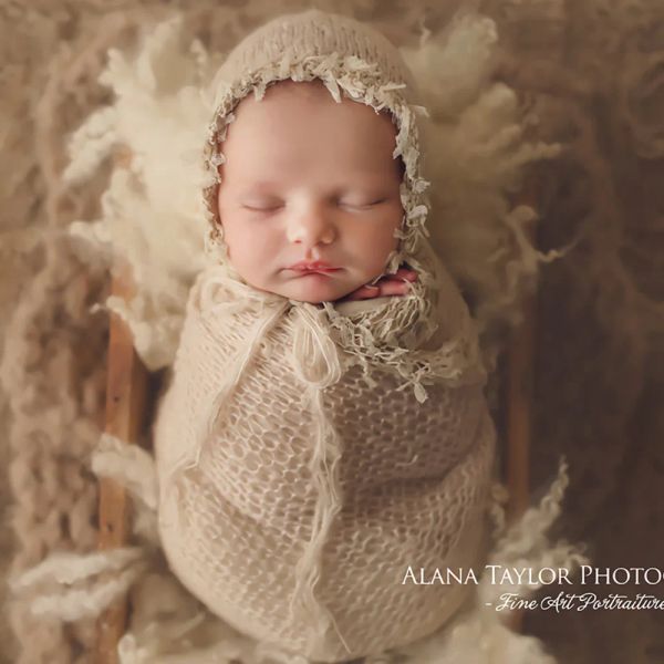 Ensembles d'accessoires de photographie pour nouveau-nés, couverture enveloppée de Mohair, chapeau d'emmaillotage, arrière-plan de prise de vue, accessoires de modélisation auxiliaires pour photos de bébé